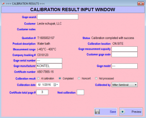 Gypsy - Calibration Result Entry